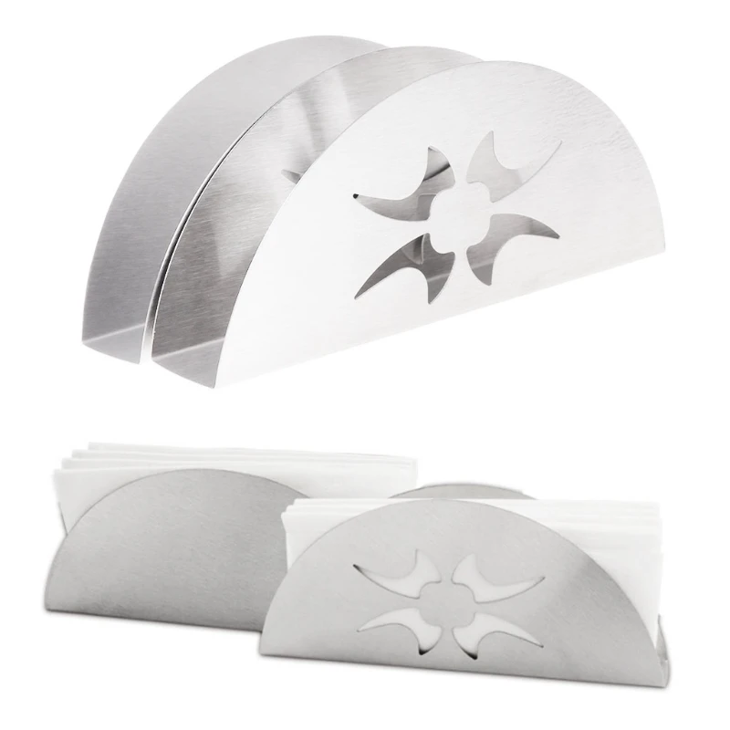 Fan Shaped Stainless Steel Napkin Rack Tissue Holder Modern Table