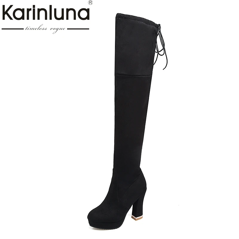 

KARINLUNA 2018 Plus Size 32-48 Over The Knee Boots Super High Heels Women Shoes Woman Sexy Winter Boots Party Chaussure