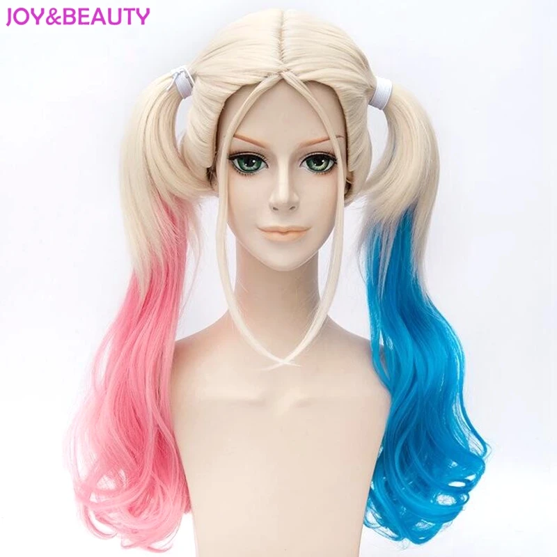 

JOY&BEAUTY Hair Harley Quinn Cosplay Wig Styled Wavy Synthetic Ponytail Wig High Temperature Fiber Cos Wig Free Shipping