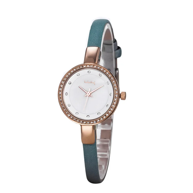 

2019 Lady Classic Zircon Leather Watch Strap Tape Watch Fad Waterproof Ultra-thin Dial Quartz Watch