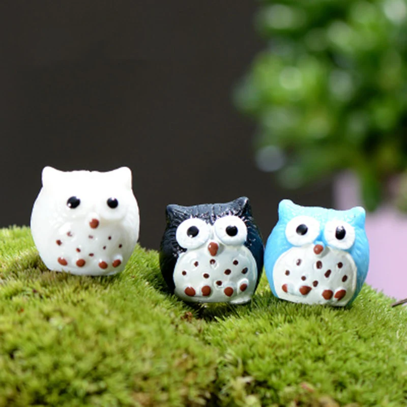 

ZOCDOU 5 Pieces Colorful Night Owl Small Resin Ornament Crafts Statue Figurine Minerva Bird Home Car Desk Decor False Money Box