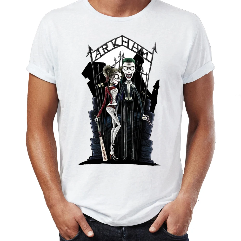 

Summer Men's T-shirt Harley Quinn And Joker Awesome Artwork Printed Tshirt Anime Funny Tees Tops Harajuku Streetwear