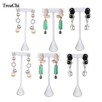 

6Pcs/Lot White PU Earrings Display Rack T Bar Leatherette Easy Earrings Stud Organizer Storage Exhibition Holder Stand 13.5cm
