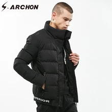 S.ARCHON Winter Windbreaker Warm Parka Jackets Men Casual Stand Collar Cotton Padded Jackets Coat Male Thermal Thicken Clothing