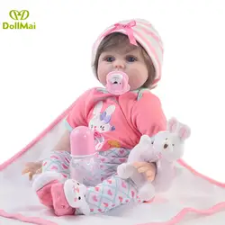 Bebes возрожденная менина 22 дюймов 55 cm Силиконовые reborn baby doll Настоящее живой ребенок для новорожденных девочек куклы подарок для ребенка