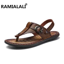 Мужские сандалии Летняя кожаная обувь новая пляжная мужская повседневная обувь уличные сандалии мужской большой размер 38-46