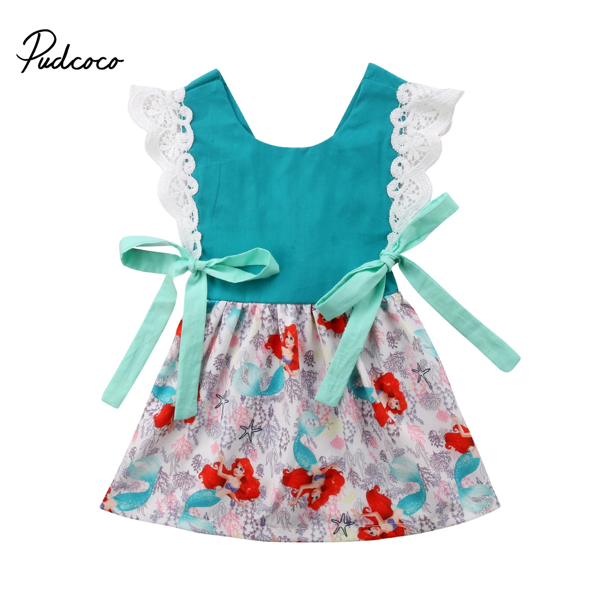 

2018 Brand New Toddler Infant Kids Baby Girl Bowknot Sundress Lace Sleeveless Princess Dress Summer Bow Cartoon Tutu Dress 1-6T