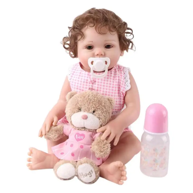 

48cm Lifelike Reborn Baby Vinyl Doll Toy for Kids Birthday Gifts w/Clothes