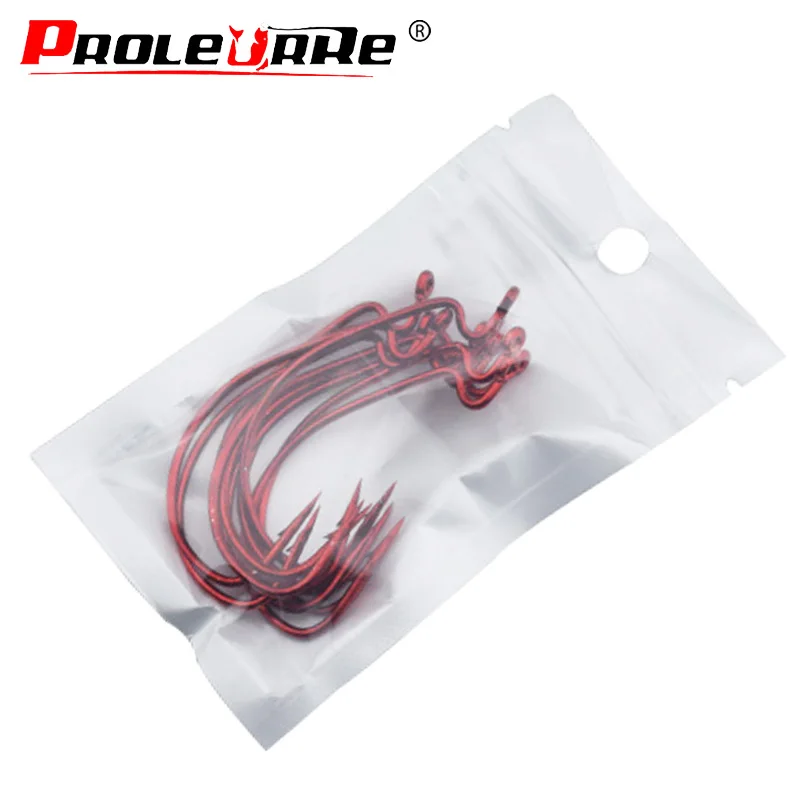 20Pcs Fishing Hooks Red Bloody Crank Offset Worm Hook Lure Soft Bait Texas Rig Fishhook Size 2#-5/0# High Carbon Steel PR-488 - Image 3