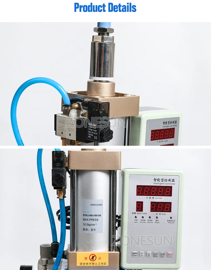 ZONESUN Автоматическая пневматическая пресс пробивая печатная машина логотип письмо штампы печати выдавливание пресс сила регулируемая