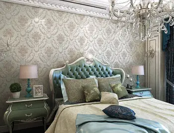 

3D three-dimensional embossed European wallpaper luxury Living room bedroom TV background wall non-woven Damascus wallpaper