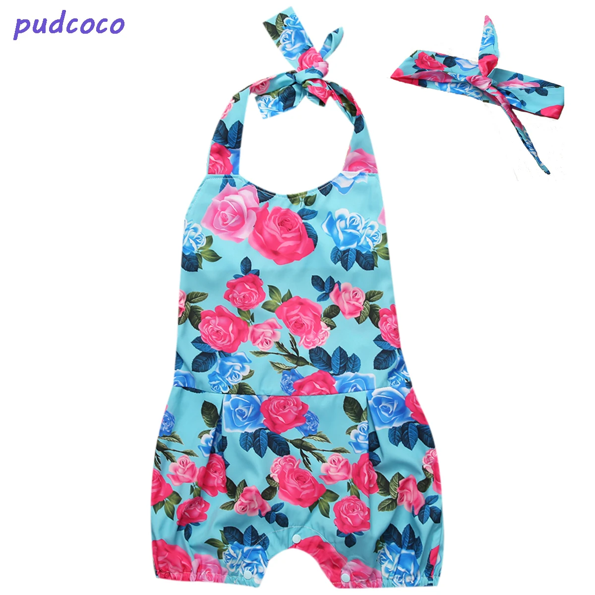 2PCS Summer Newborn Toddler Infant Kids Clothing Sleeveless Backless Baby Girls Clothes Headband