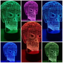 GAOPIN Хэллоуин Прохладный Череп в форме 3D Lamplight светодиодный USB Ночная Атмосфера свет многоцветный сенсорный или удаленный Luminaria пеленальный столик лампа