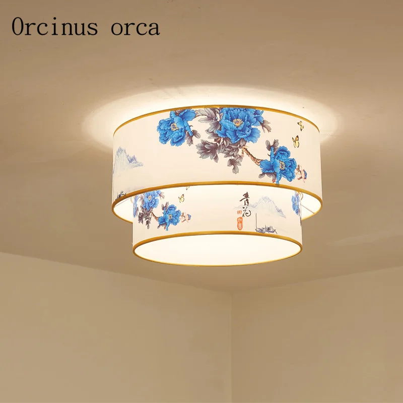 

New Chinese style LED ceiling lamp living room modern simplicity warm and romantic cloth children's room bedroom lamp