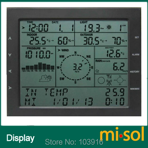 MISOL/Профессиональная климатическая станция/скорость ветра направление дождя измеритель давления температура влажность УФ/с солнечной зарядкой