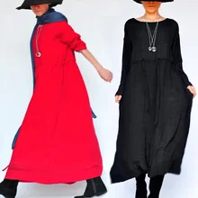 Новое платье оригинального дизайна свободное литературное темпераментное хлопковое и льняное платье женское платье длинные платья 16359-21