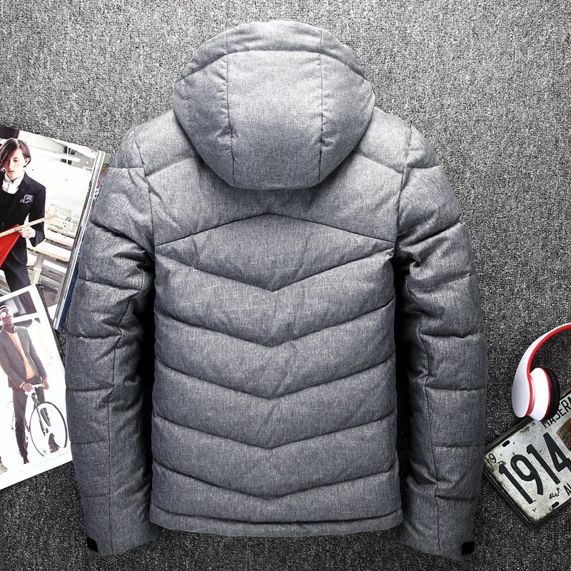 Известный бренд зимняя куртка мужская капюшон Съемная Повседневная ветрозащитная теплая белая пуховая куртка высокого качества мужские пуховики