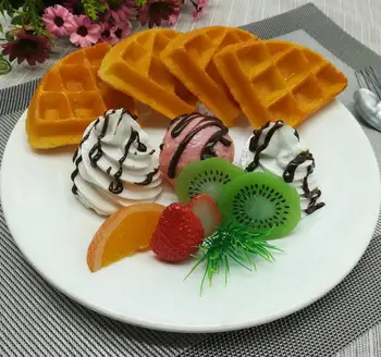 

Simulation Waffle Model ; Fake Food Western Snack Coffee New Muffins Waffle Fruit Ice Cream Window Display Model