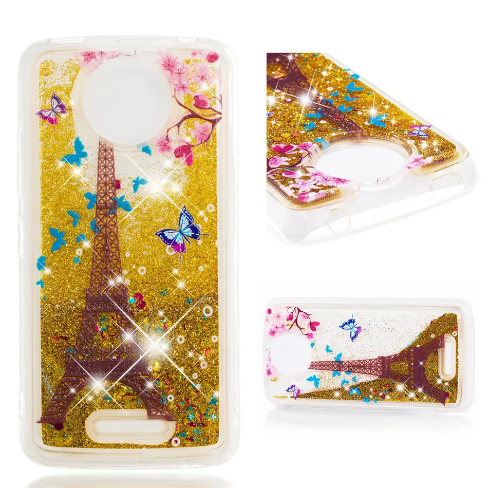 

Liquid Shining Phone Case For Motorola Moto C G6 2018 G5 G5S E4 E5 Plus Z3 Play Plum Tower Cute Soft Back Cover Cases Bag P03G