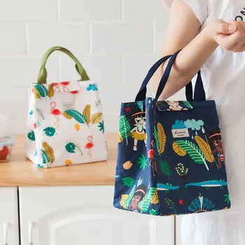 

2018 Real Thermo Bag Pigment Hoyden Lunchbox Fresh Insulation Waterproof Canvas Bag Picnic Lunch For Girl Or Women Wholesale