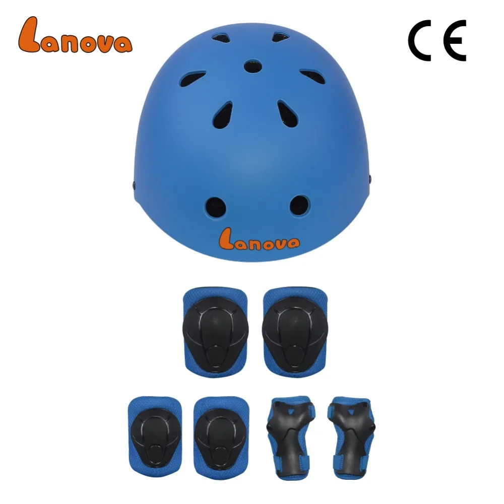 

LANOVA 7Pcs/set Cycling Skating Skateboard Helmet Elbow Knee Pads Wrist Sport Children Bike Bicycle Roller Protect gear safety