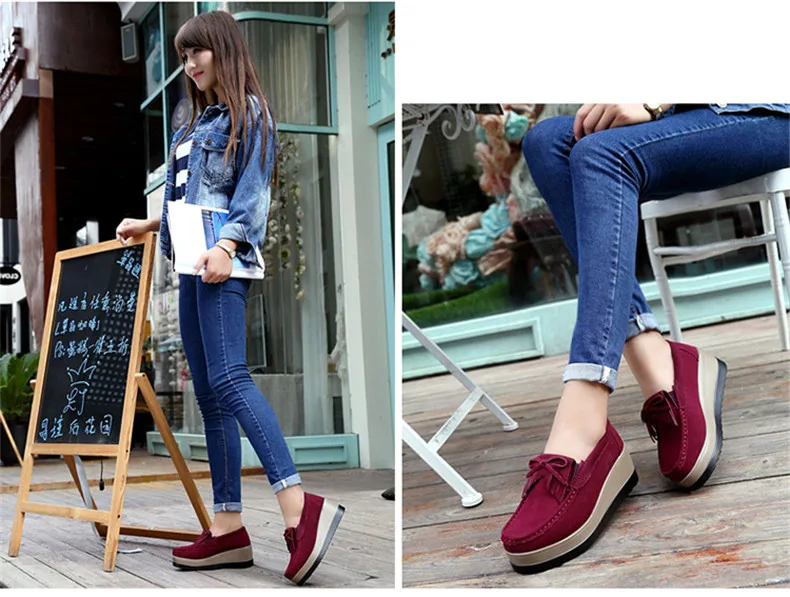 2019 Spring women flats women leather suede fringe platform sneakers thick heel casual boat shoes ladies loafers shoes (7)