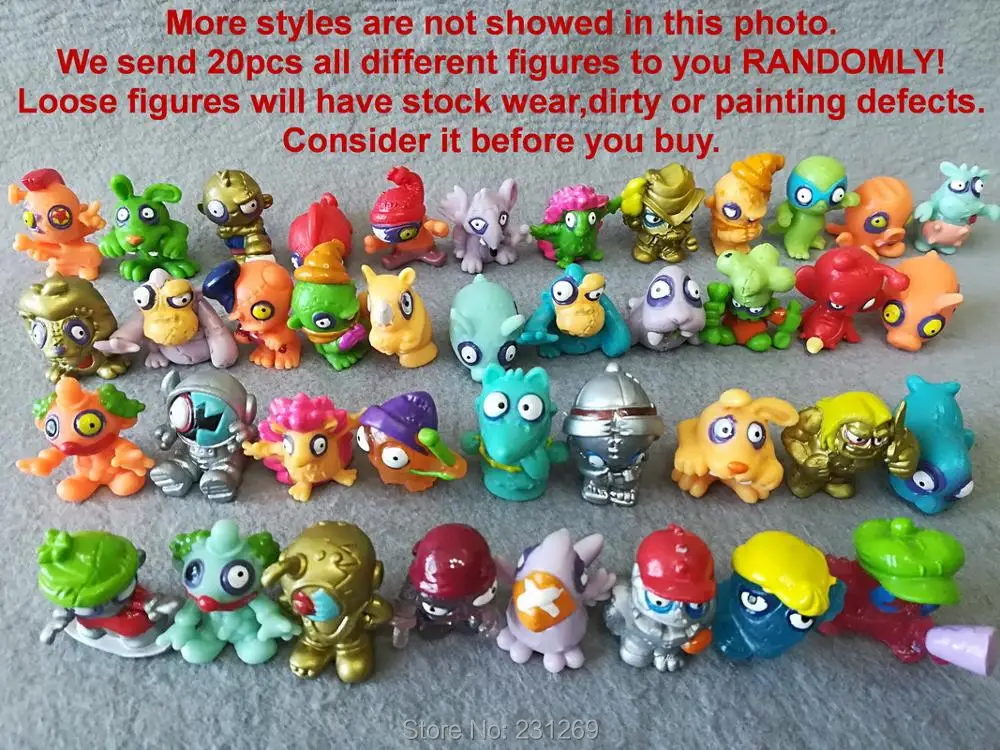 

*SEND RANDAM* Lot! 20pcs/set All Different Zomlings Monster Zombie 3CM Soft Plastic Figures Collection Toys Kids Children Gift
