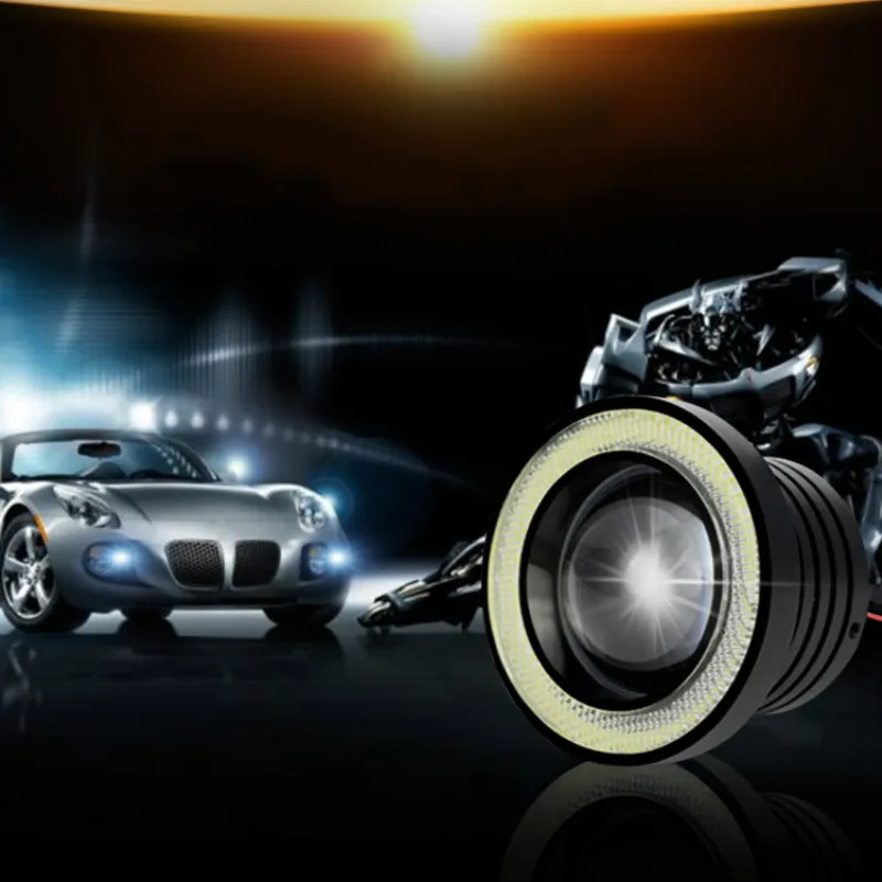 

2pcs Universal 30W 2.5 inch/64mm Led COB White Fog Lamp Car Auto Angel Eyes Light with Lens DC12V Led Daytime Running Lights