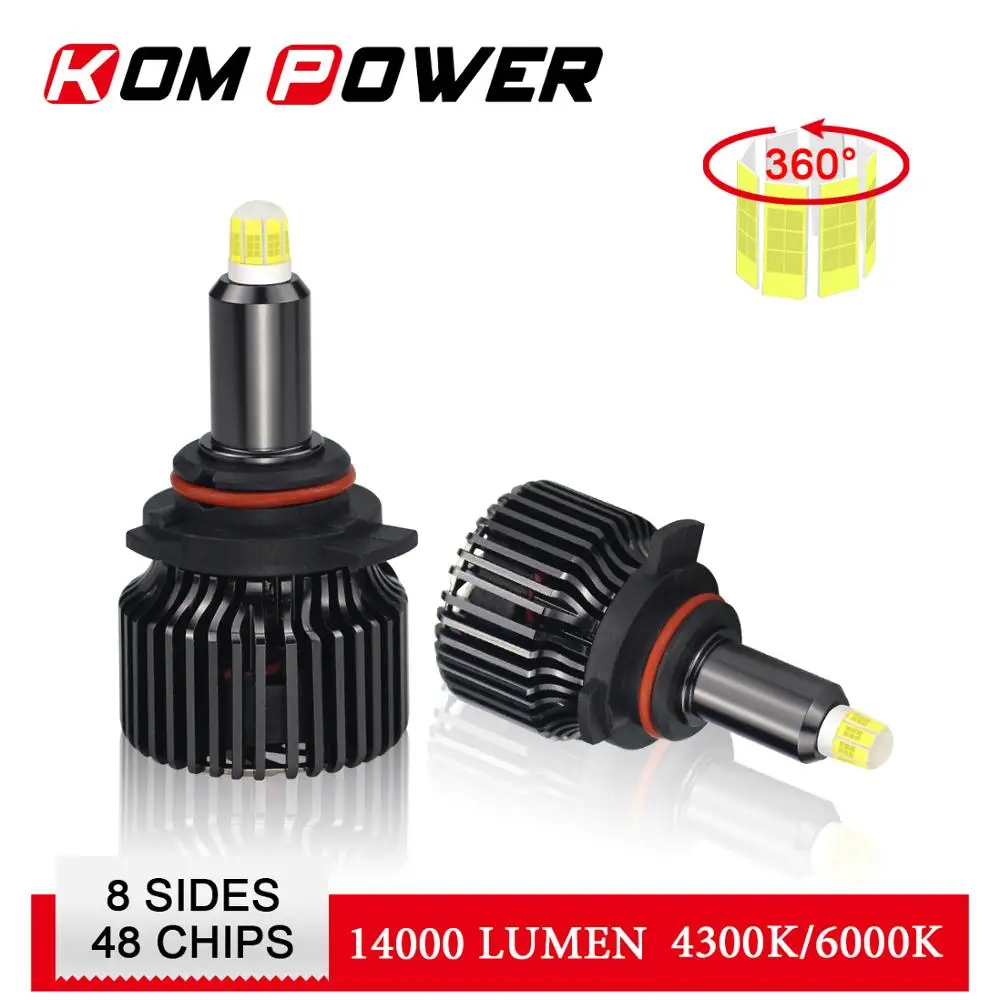 

KOM POWER Car Lamp 9012 LED Headlight Led H7 360 H1 Led Turbo 4300/6000K 14000LM 9005 9006 LED H8 H9 H11 HIR2 Led Bulb For Car