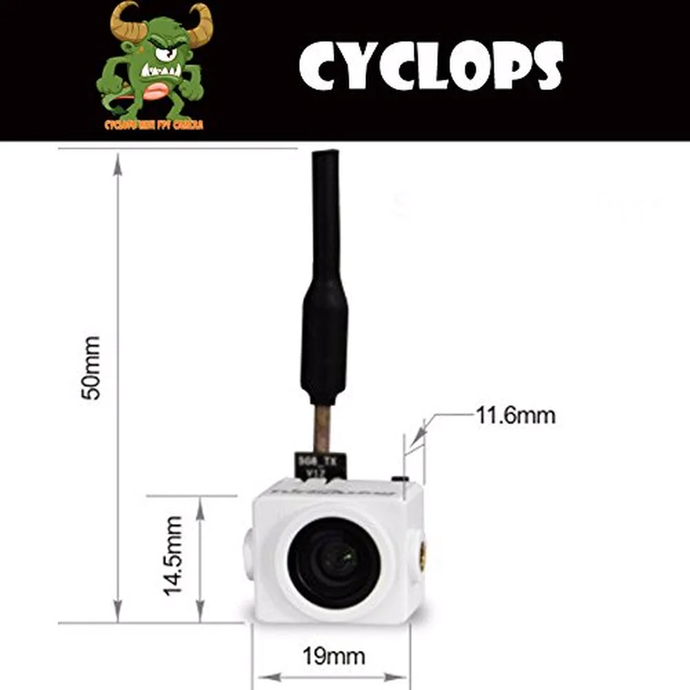 

F-Cloud TURBOWING CYCLOPS V2 Mini 5.8G 25mW Wireless AIO Camera Vtx for FPV, 48CH, Support Smart Audio V1 Protocol)