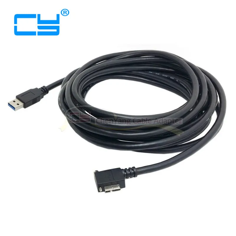 

USB3.0 USB 3.0 A Male to Micro B Left Angled 90 Degree Cable With Locking Screws for Nikon D800 D800E D810 16ft 5m