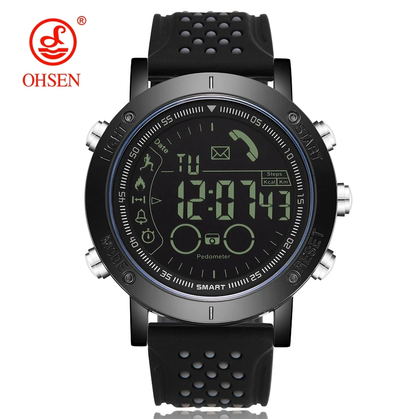 

Hot sale OHSEN Men Outdoor Sport Smart watch Pedometers Bluetooth Call reminder Alarm Stopwatch Wateproof LED relogio masculino