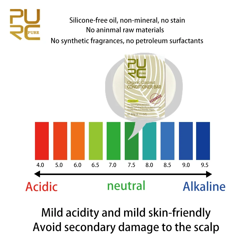 PURC органический кокосовый Шампунь чистый и веганский ручной работы холодный обработанный шампунь для волос без химических веществ или консервантов TSLM1