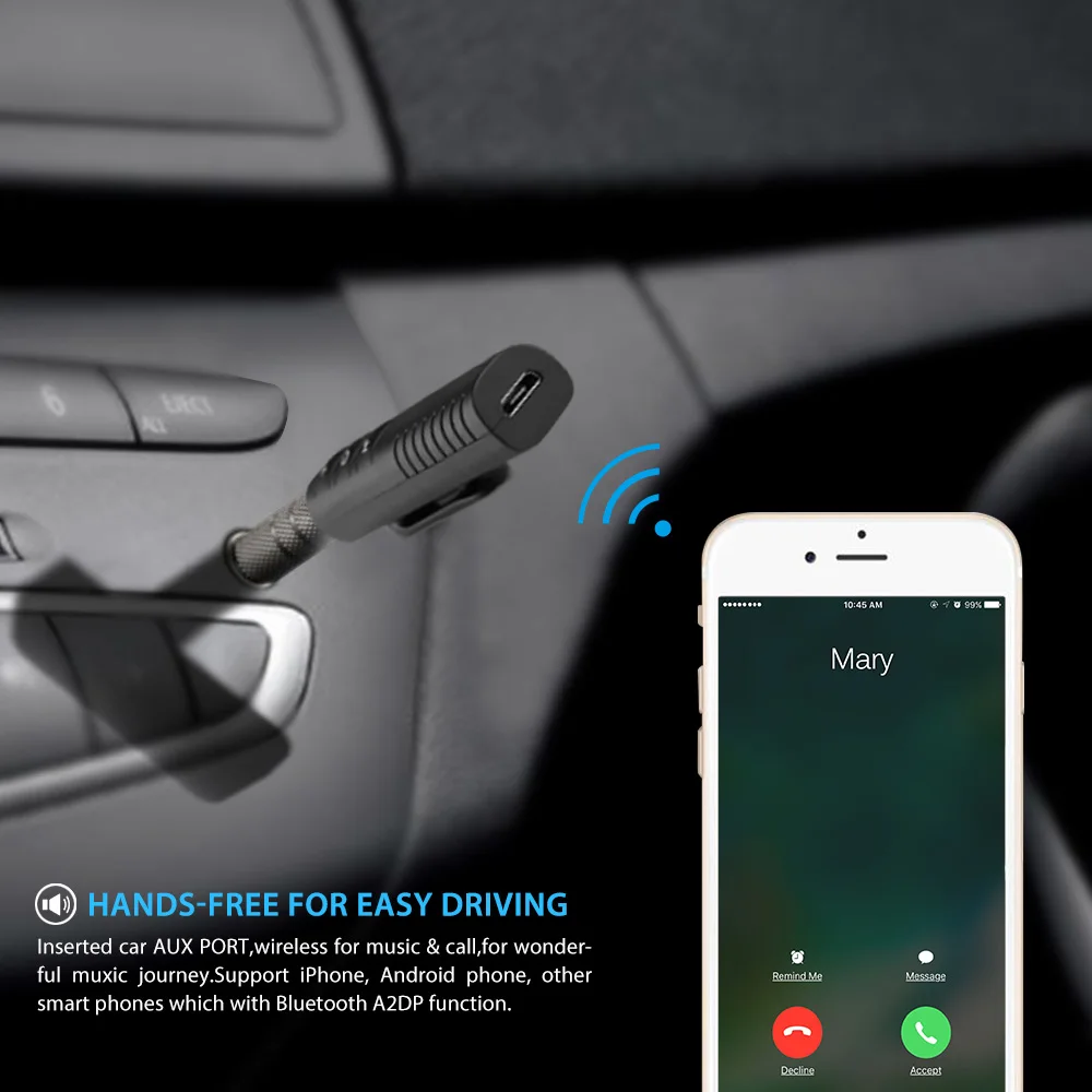 Bluetooth автомобильный комплект Bluetooth AUX аудио приемник 3,5 разъем для приема музыки вещания автомобиля Bluetooth Hands-free