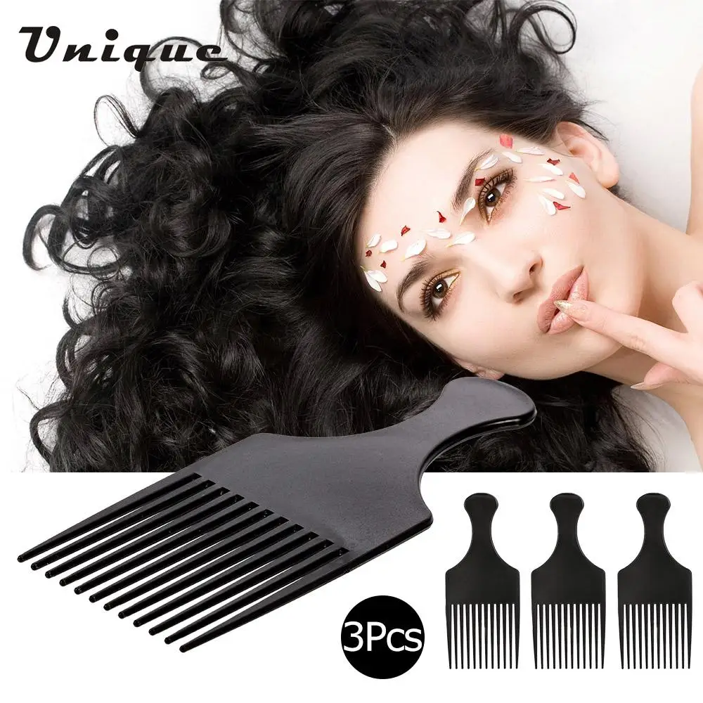 

3Pcs Afro Comb Professional Hairdressing Styling Tool for Man & Woman Curly Hair Brush Comb Black