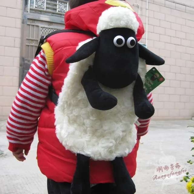 

Candice guo! New arrival very cute soft sheep doll plush toy children schoolbag baby cartoon backpack lamb bag birthday gift 1pc