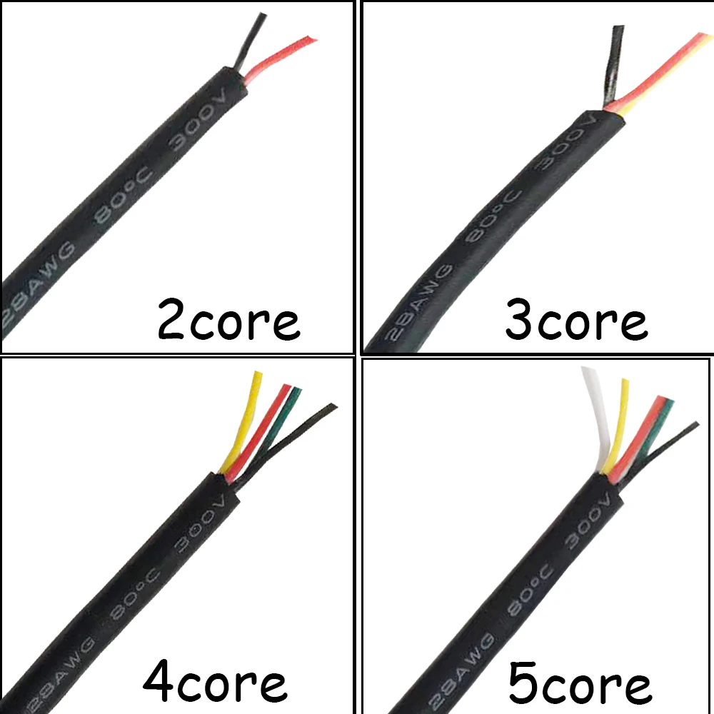 22AWG 24AWG 26AWG 28AWG Луженая Медь RVV провод 4 ядра 5 м/10 м кабель управления сигнальный провод обустройство дома провод