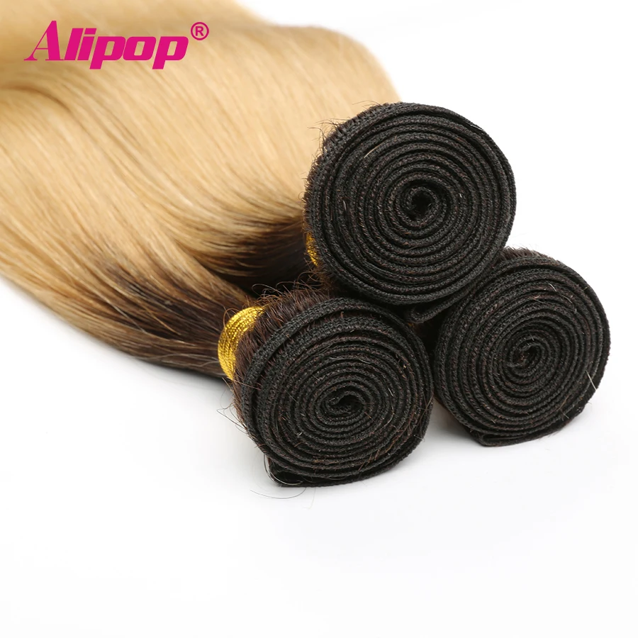T1B 613 Bundles Brazilian Hair Straight Human Hair 3 4 Bundles Dark Roots Blonde Bundles Ombre Non Remy Hair Extensions ALIPOP  (3)