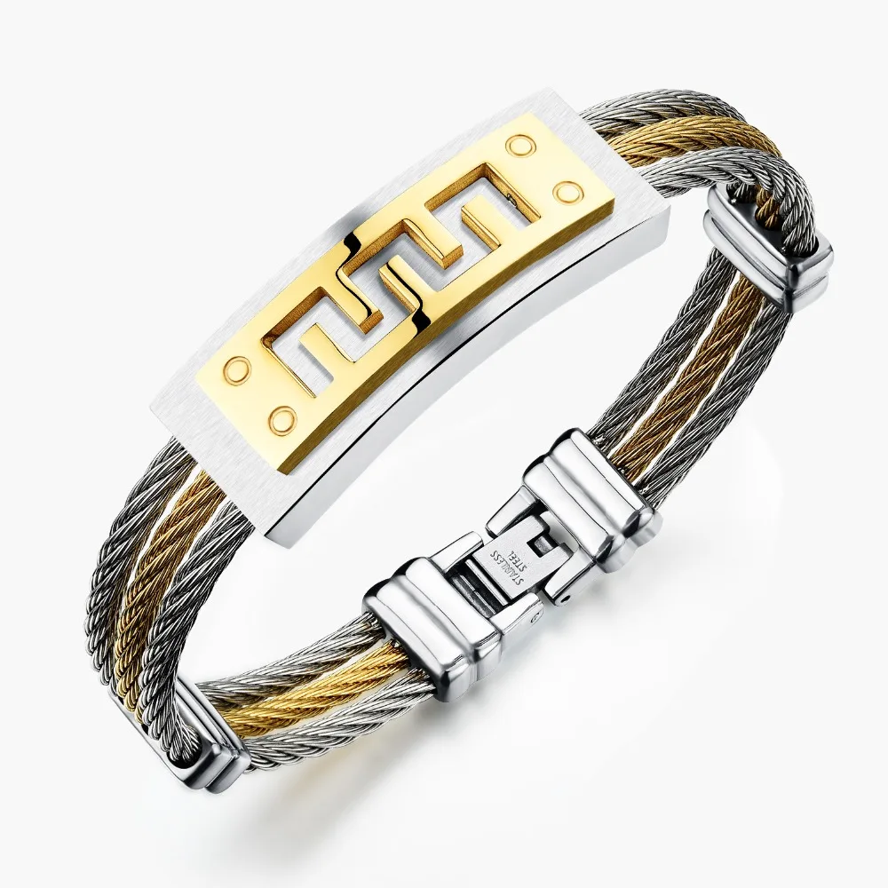 meidi Classic Wire Rope Bangle For Men Multilayers Simulated Carbon