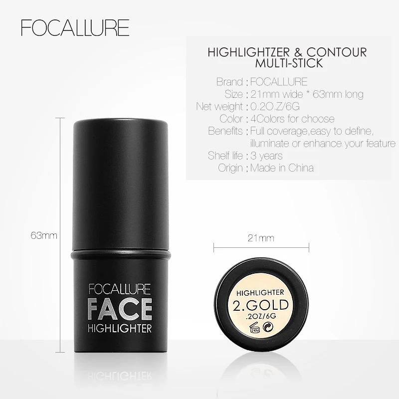 Хайлайтер focallure Maquillaje Профессиональный бронзатор для лица Пудра Сияющий макияж
