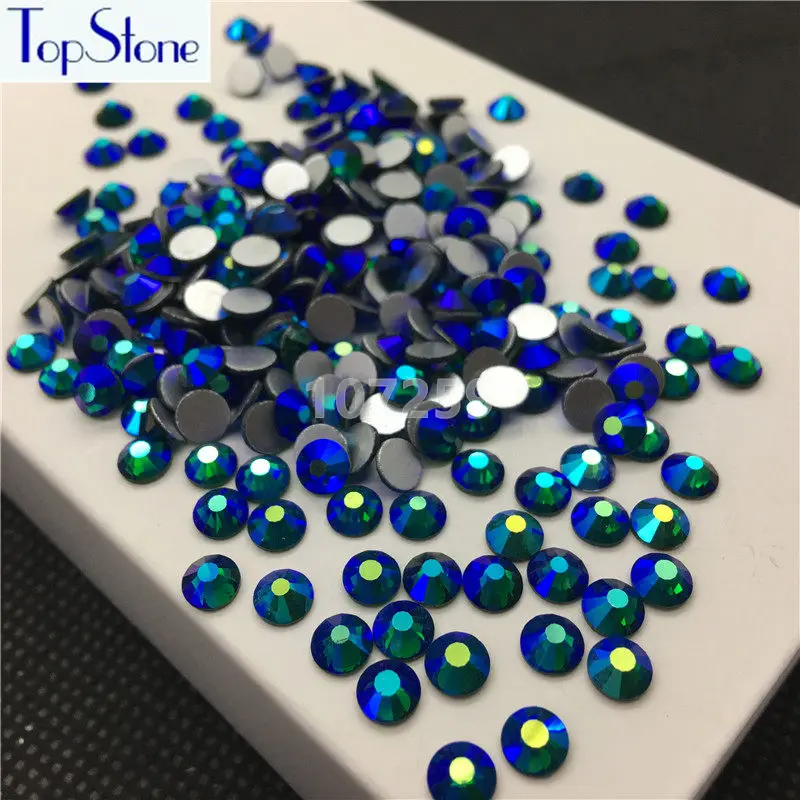 TopStone Изумрудный темно зеленый цвет AB Стандартный круглый стеклянный кристалл с