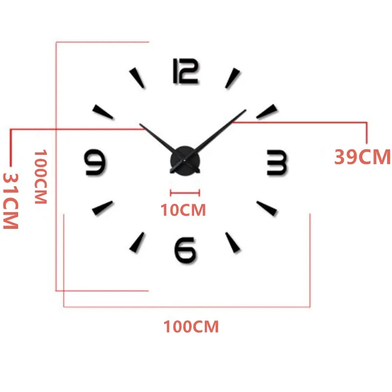 3D настенные часы кварцевые часы Современный дизайн диаметр 40 см/100 см декоративное зеркало часы Европа акриловые наклейки для гостиной