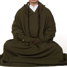 Унисекс плащ для медитации Одежда буддиста Шаолинь монахи мантии костюмы лежали накидки осень и зима темно зеленый одежда