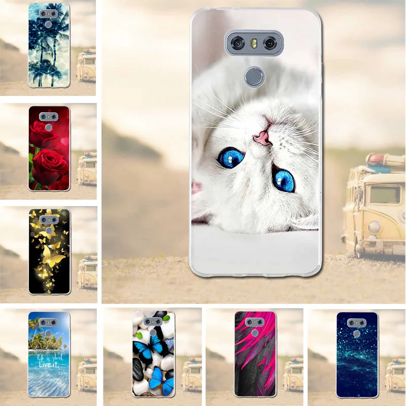 

Case For LG G6 Case TPU Silicone Cover Painted Flower Case For LG G 6 H870DS H870 5.7" Phone Bag Floral Fundas Cases Capa