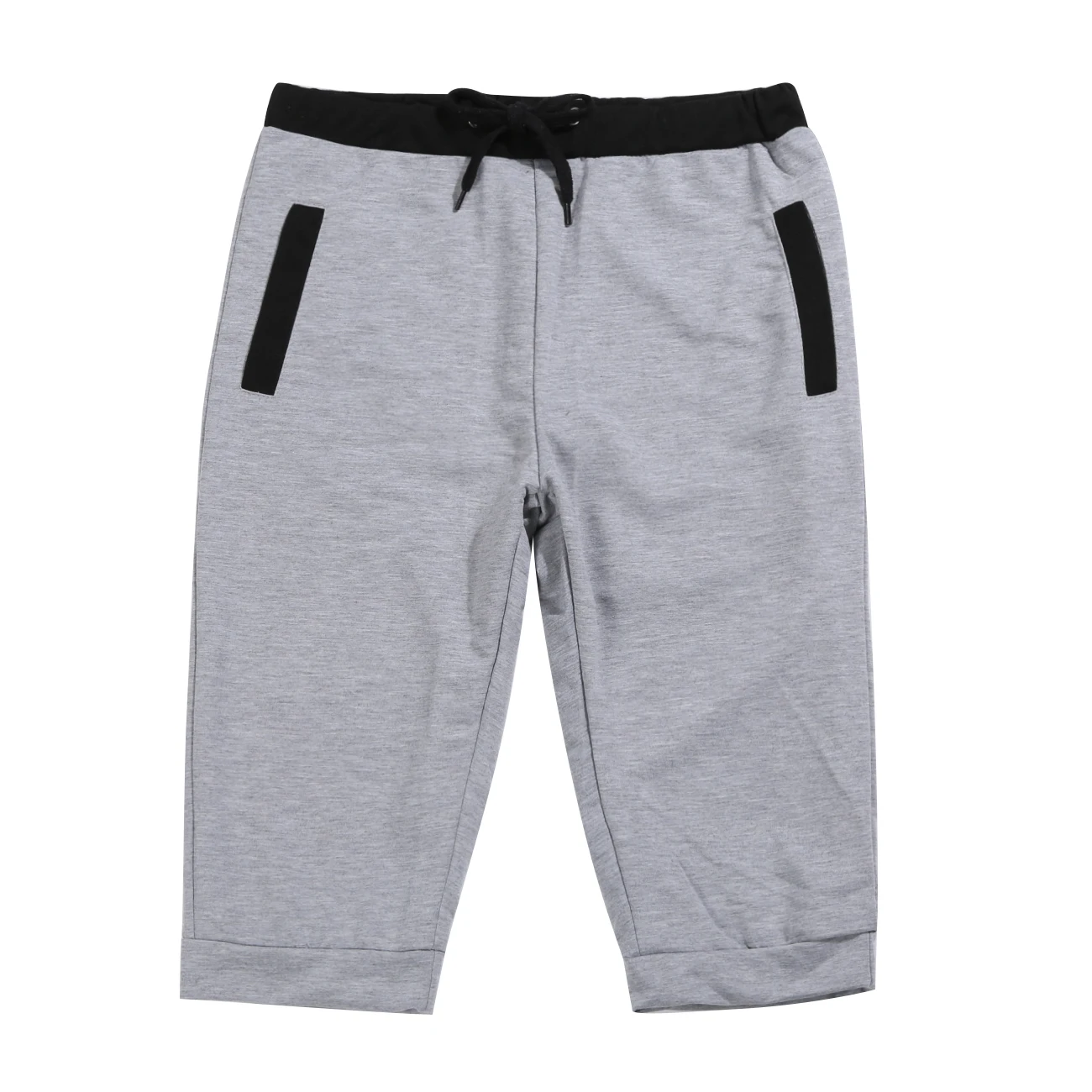 Мужские Короткие хлопковые повседневные спортивные шорты, облегающие брюки до колена для бега, бегунов, тренажерного зала - Цвет: Серый