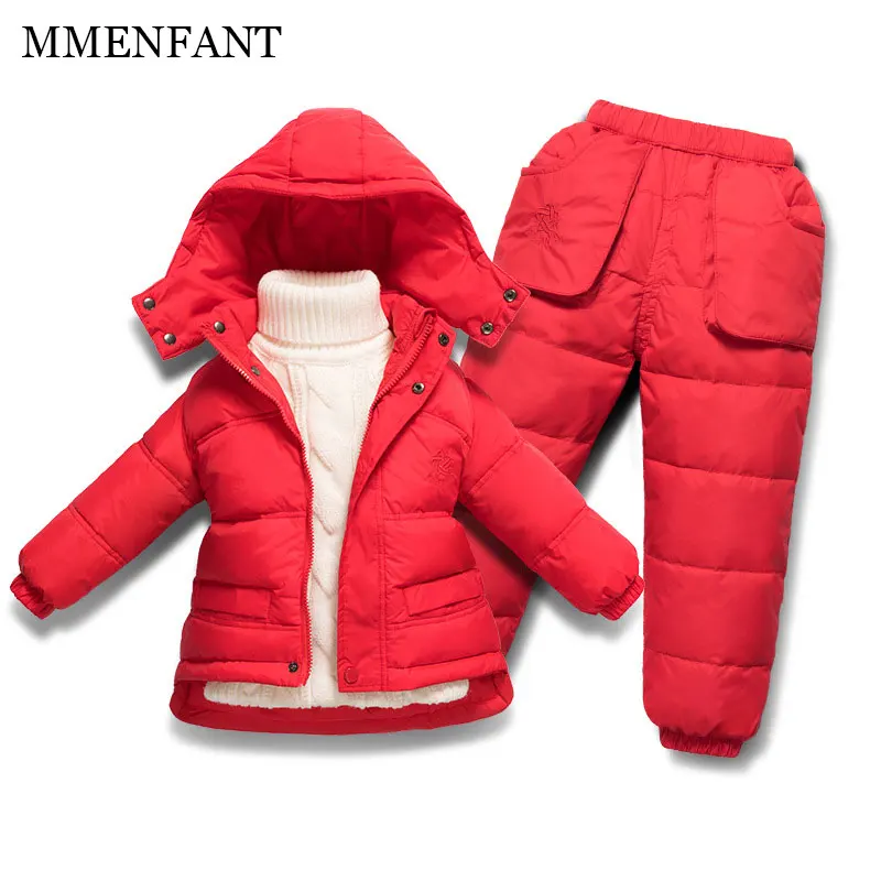

Children Winter Down Jacket Boys Warm Outerwear Coats Girls Clothing Set Or Coat Kids Ski Suit Jumpsuit For Boys Baby Overalls