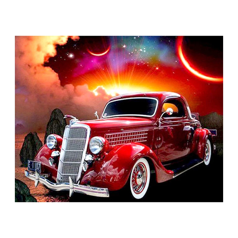Diamond 5D DIY Diamond Painting Red Car 3D Embroidery Cross Stitch Mosaic Painting Home Decor