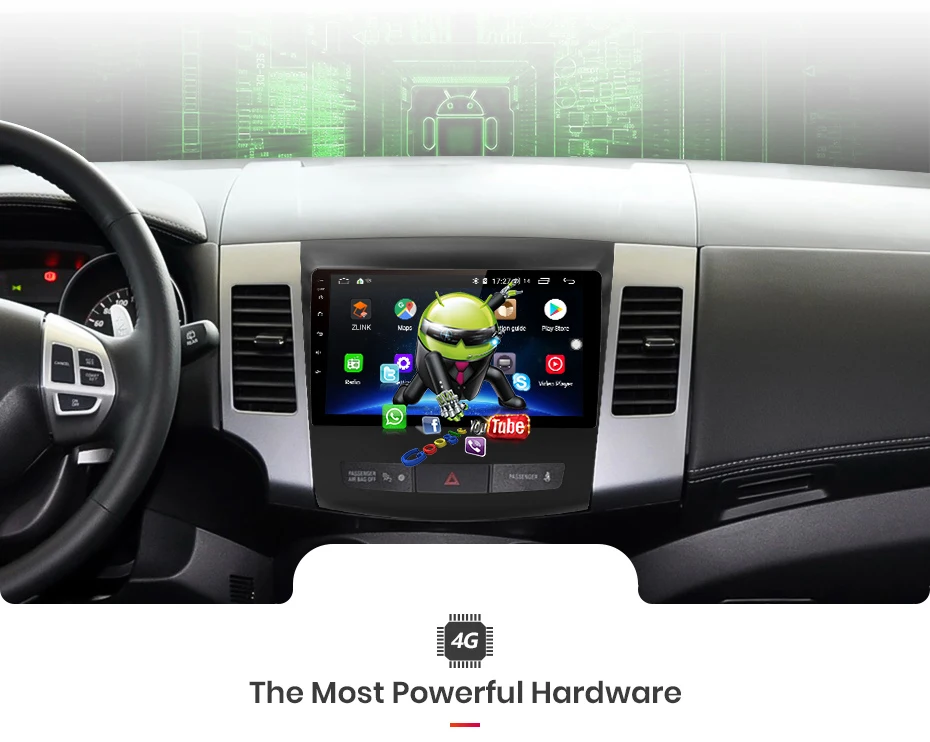 Top AWESAFE 2Din Headunit Android 8.1 4+64G CarPlay Radio Cassette Audio Multimedia Player For Mitsubishi Outlander xl 2 2005-2011 5
