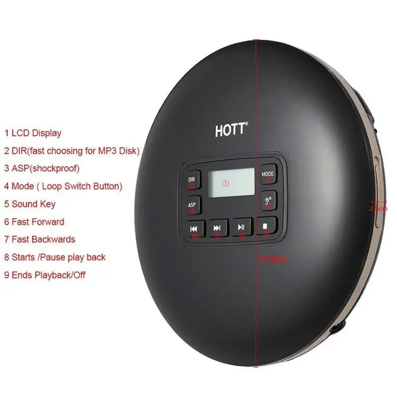 Latest Portable Compact CD Player Support CD-R/CD