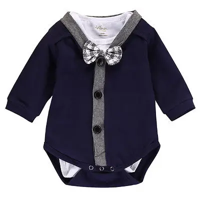 

new hot Newborn Baby Boy Cardigans Sweatshirt bowknot Coat+Romper 2pcs Outfits Clothes